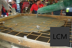 Cellular concrete placed into a steel mould over reinforcement mesh